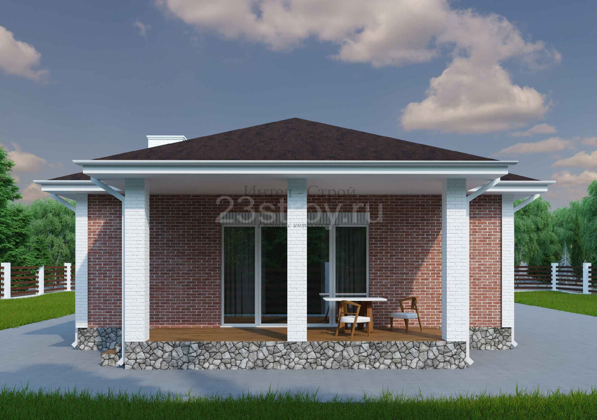Дом Одноэтажный Кирпичный Проект 100 М2 фото 6