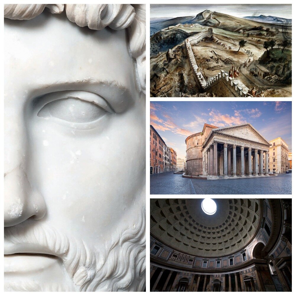 Адрианова стена в Британии. Пантеон снаружи и внутри.