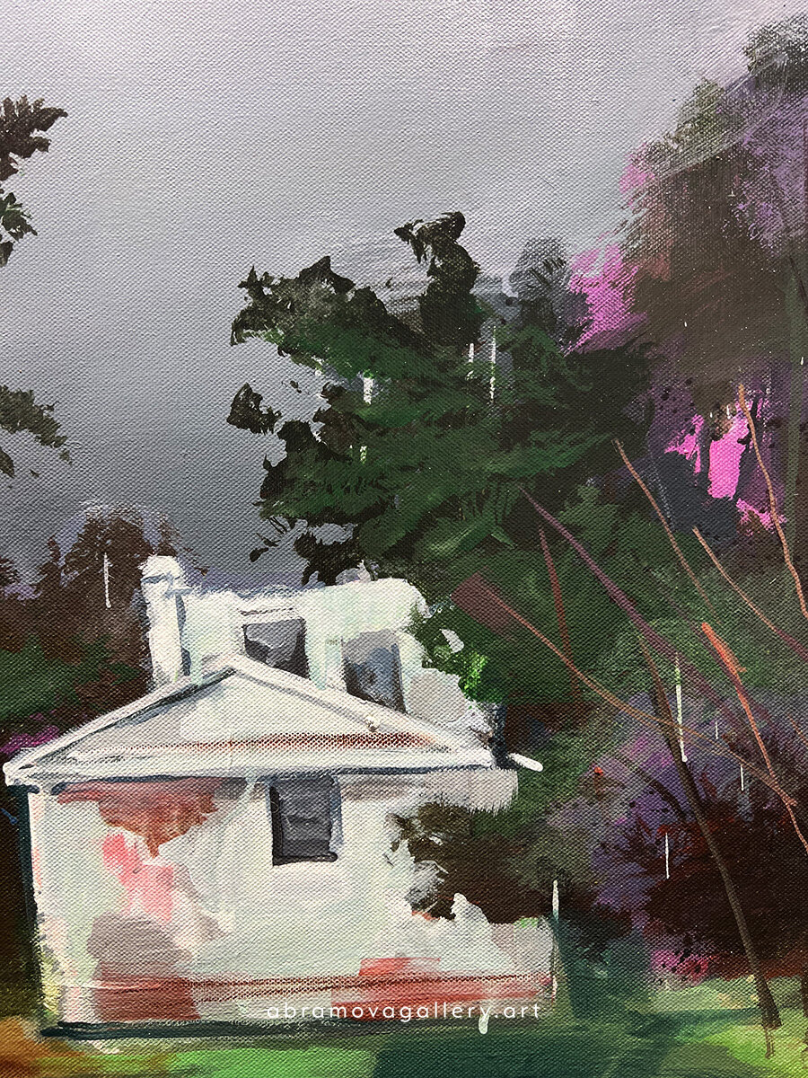 Дом в лесу⁣⁣. Холст, акрил, 100х120⁣⁣ (фрагмент)