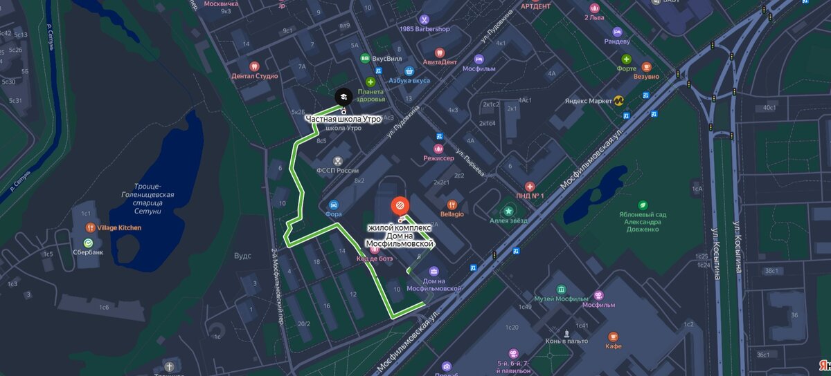 Школы и детские сады на карте рядом с ЖК Дом на Мосфильмовской