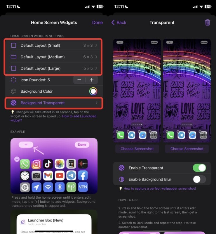     Настройте фон, чтобы виджет казался прозрачным