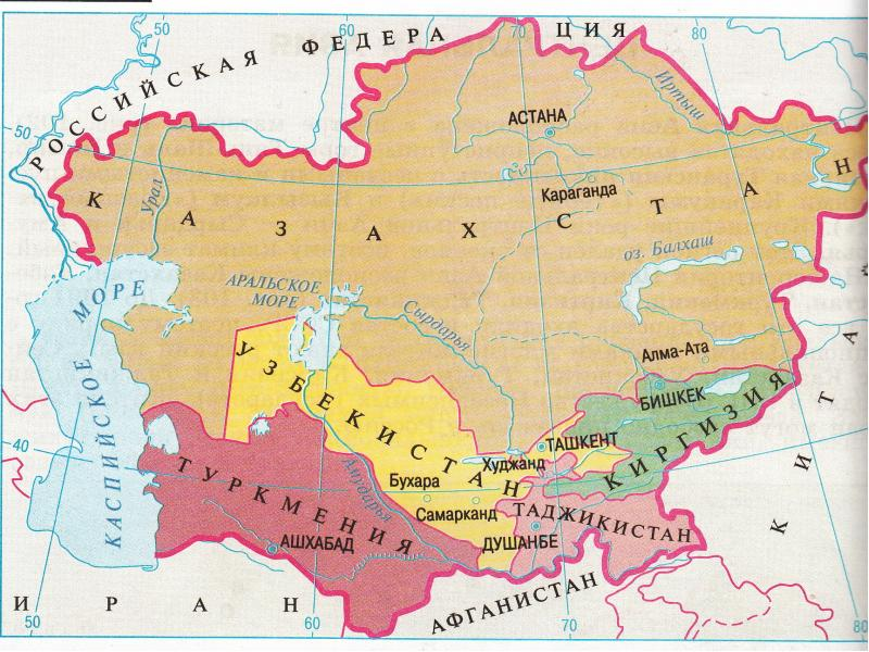 Азербайджан граничит с казахстаном. Страны центральной Азии на карте. Политическая карта средней Азии. Средняя Азия карта средней Азии. Государства средней Азии на карте.