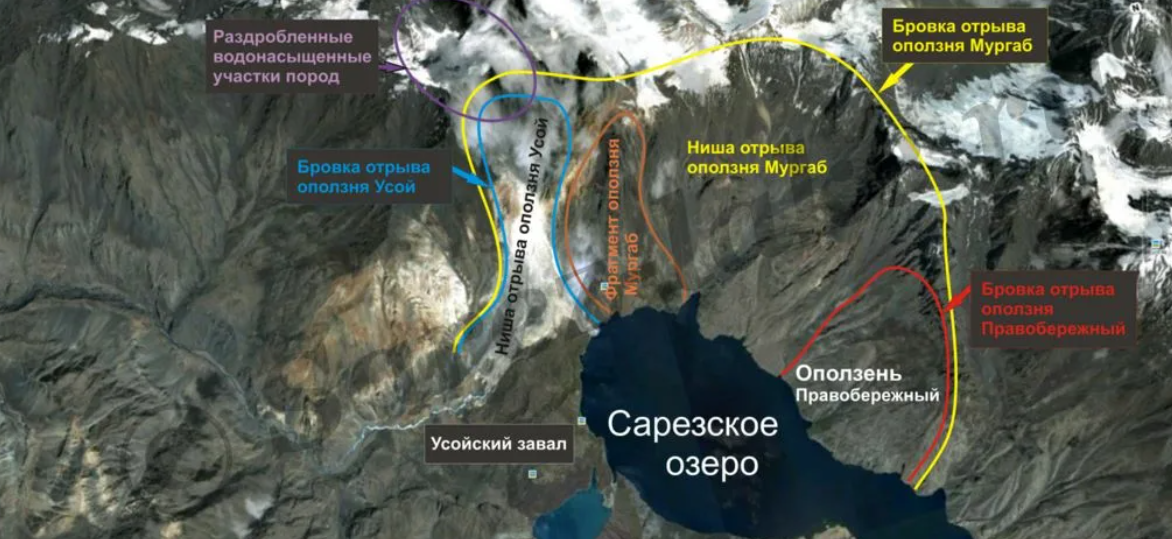 Сарезское озеро на карте