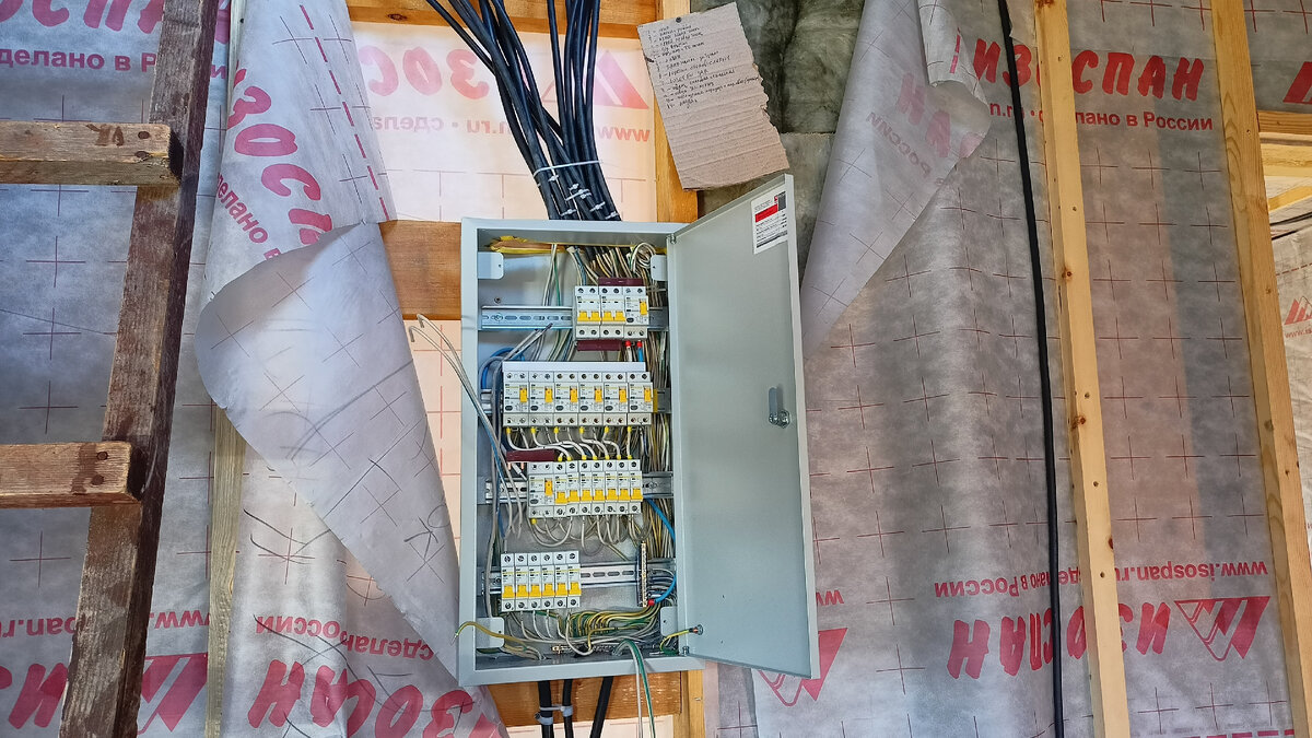 Тот самый толстенный кабель и неокончательный вид сборки щита.
