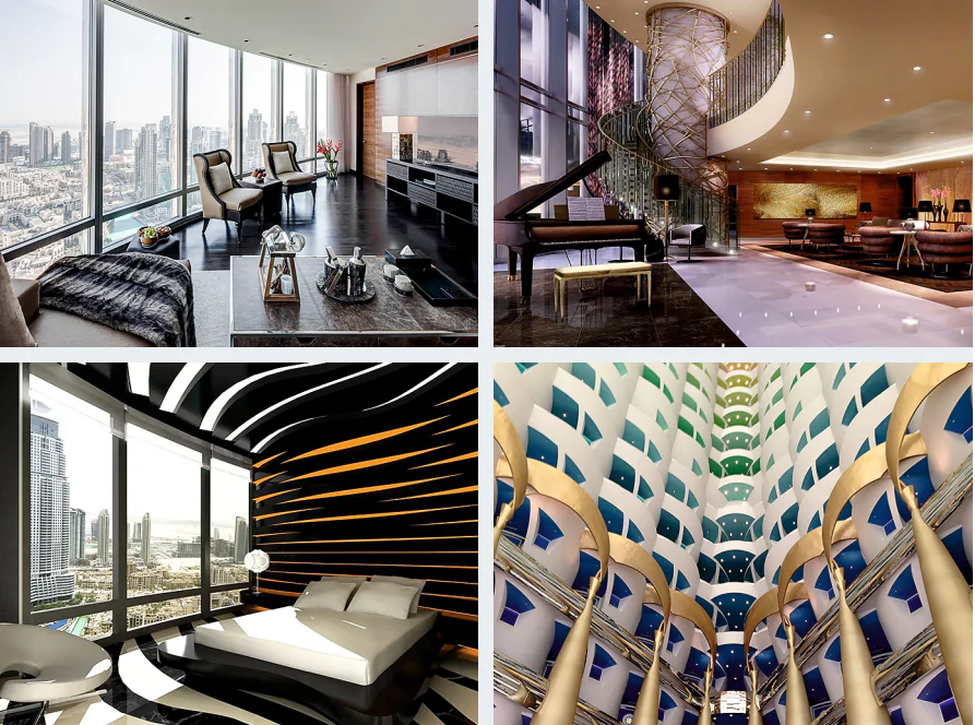 Интерьеры внутреннего жилого пространства башни Бурдж-Халифа
