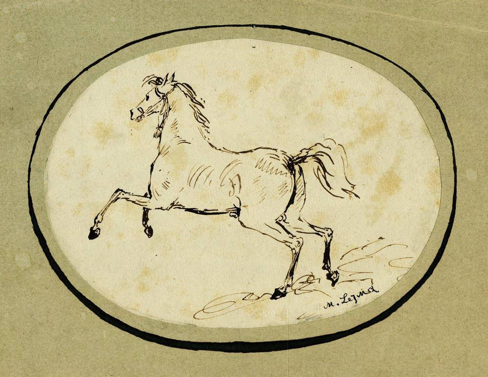 М.Ю. Лермонтов «Скачущая неоседланная лошадь». <1833–1834>, бумага, перо, чернила