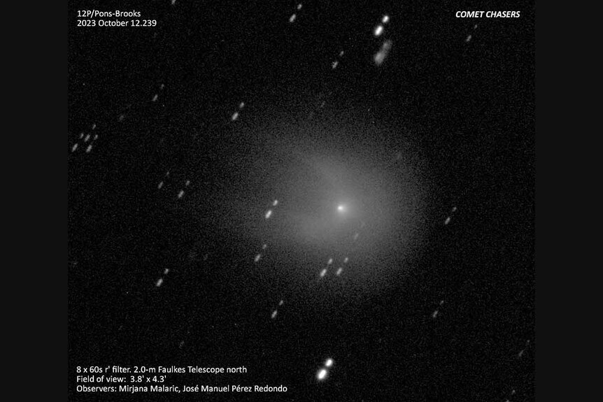 Комета 12p pons brooks. Комета 12p/Понса-Брукса. Комета 12 п Понса Брукса. Комета Понса Брукса 2024.