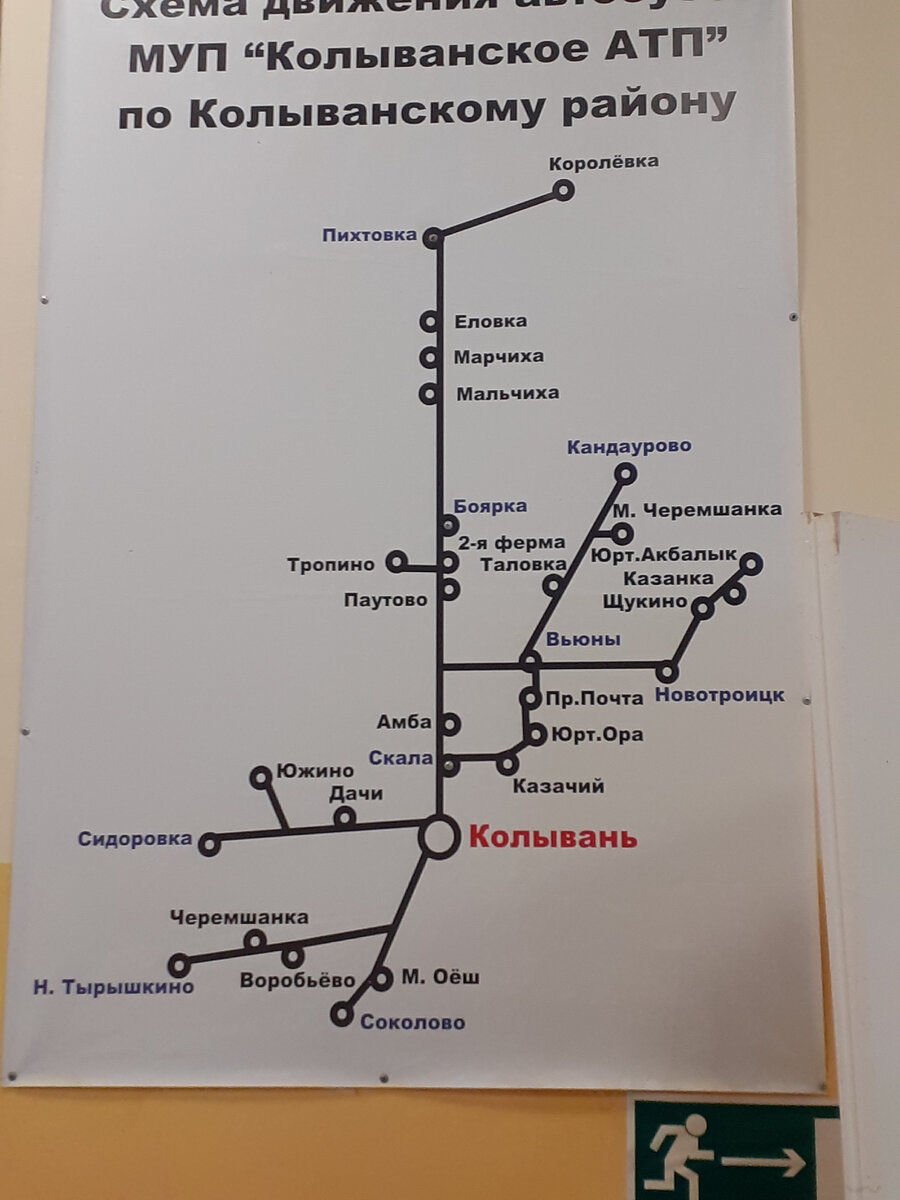 это карта маршрутов колыванского района, она висит в помещении автовокзале