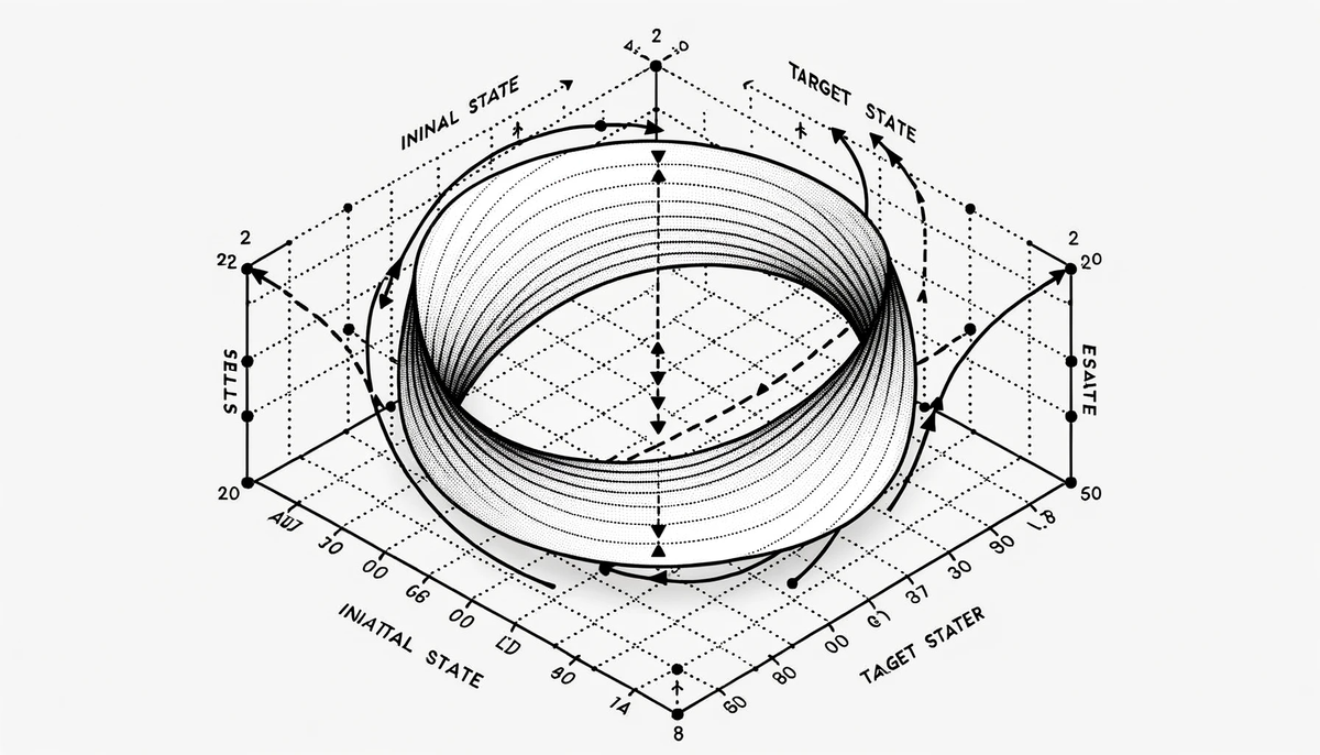 the schematic visualizations of the rotation of the current state vector of a quantum computer towards the target state, as described in Grover's algorithm