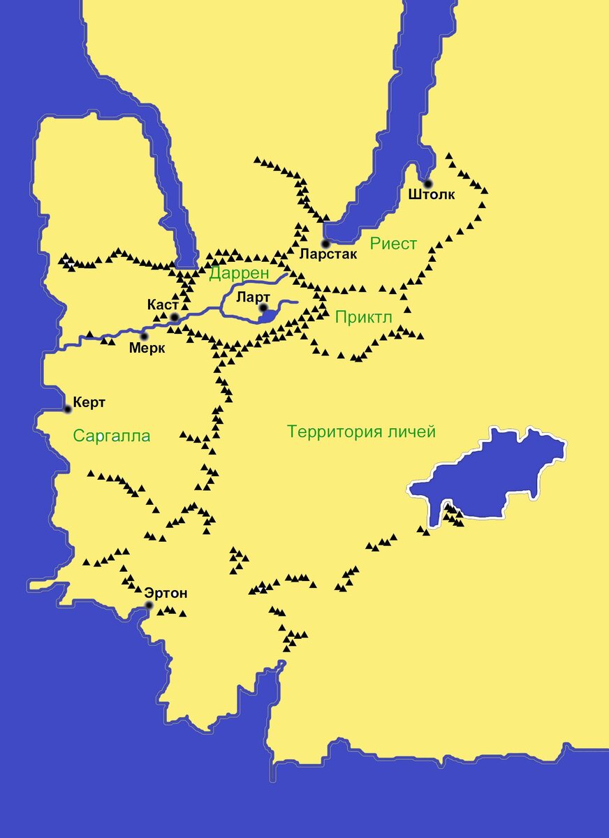 Карта части мира Аулгол