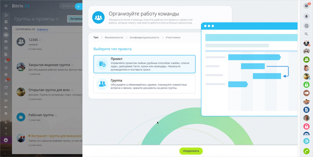 Группы и проекты в битрикс24