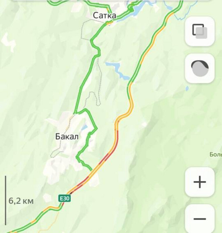    Огромный затор от Сатки до Юрюзань
