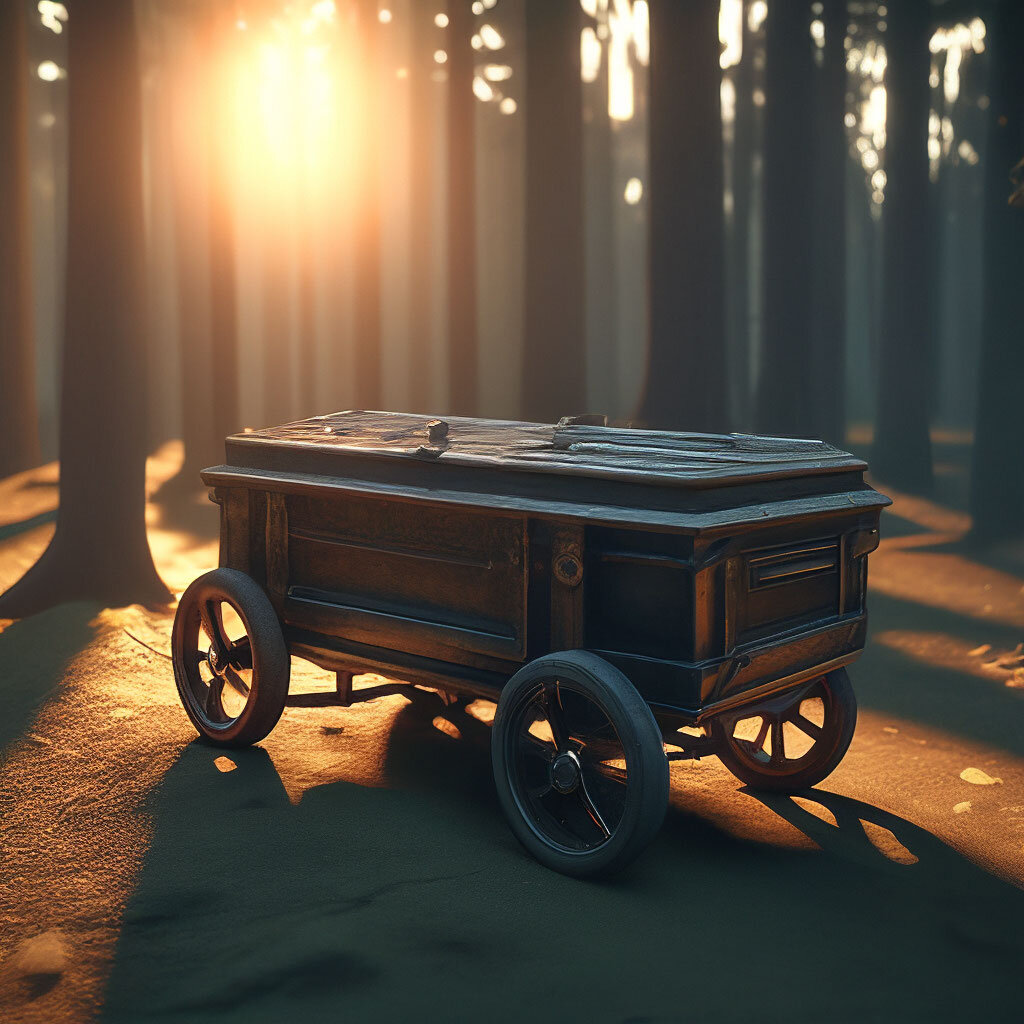 Гробик на колесах. Нейросеть Шедеврум.