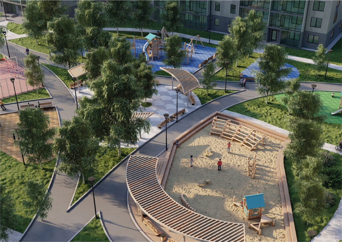 Прогулочные зоны между кварталами