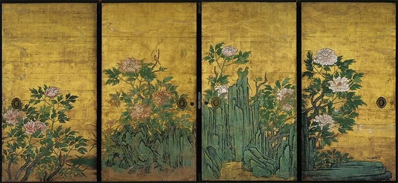 Кано Санраку. «Пионы». Храм Дайкаку-дзи. Киото.