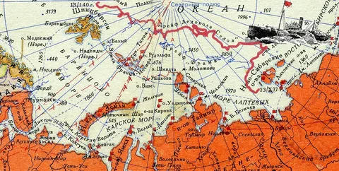 Схематическая карта движения парохода.