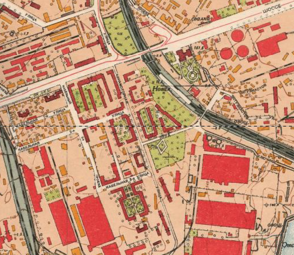 Платформа Новая на карте Москвы и её окрестностей 1952 года. С сайта www.retromap.ru.