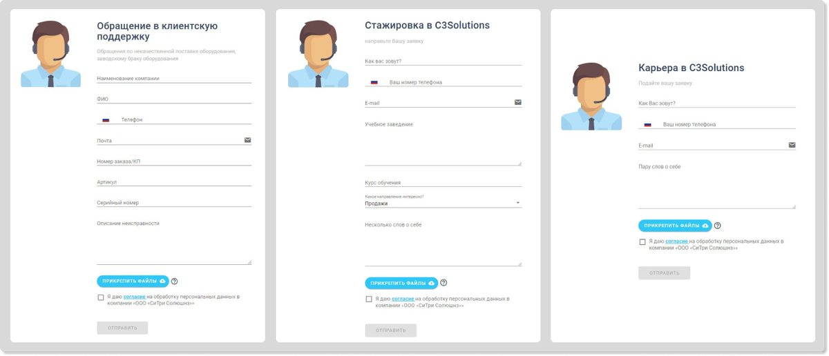 Примеры форм для подачи заявки 