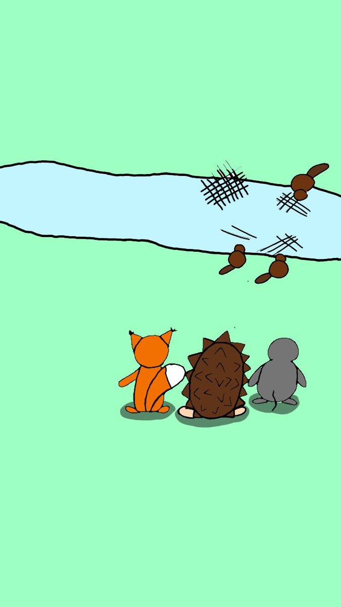 Друзья добрались до реки. 