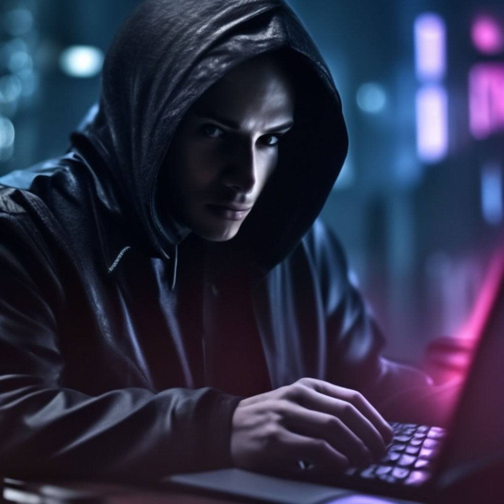 Когда делаешь картинку через искусственный интеллект Шедеврума от Яндекса, нужно проверять, чтобы на руке хакера было не больше 5 пальцев) 