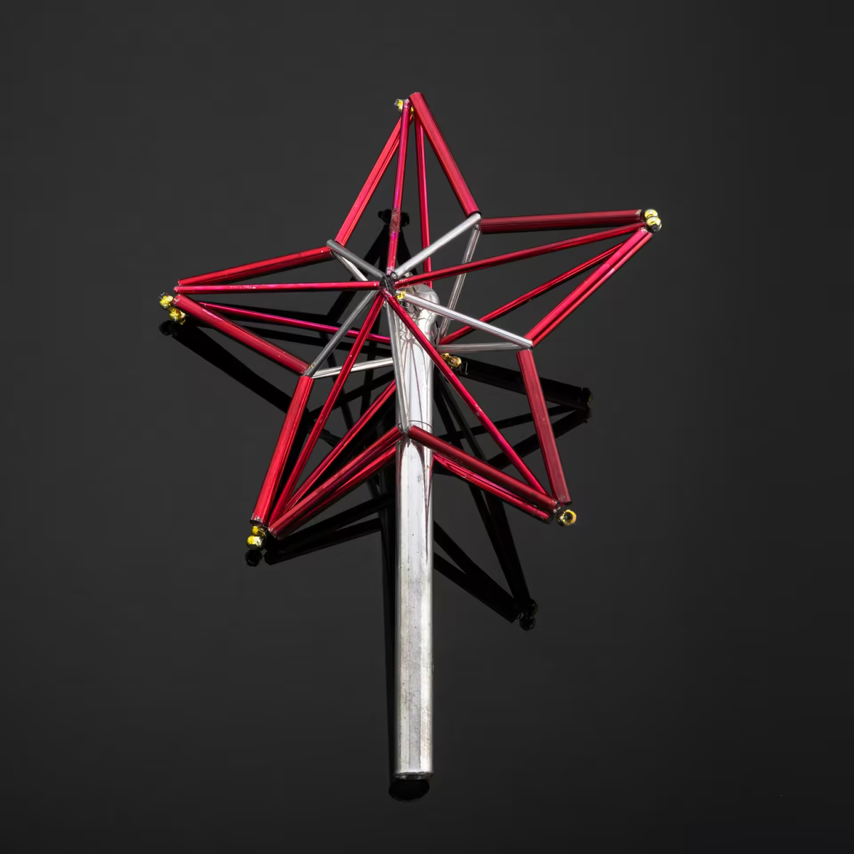  Наконечник (верхушка) на елку "Звезда", стекло, краска, СССР, 1950-1980 гг.