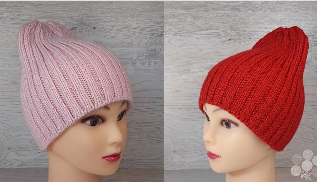 шапка спицами резинкой 2х2