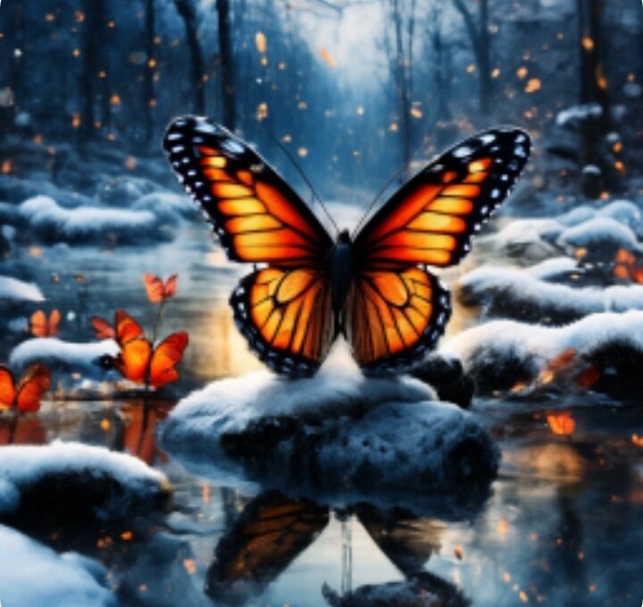 Бабочки посреди зимы вызовут когнитивный диссонанс. Изображение сгенерировано нейросетью 