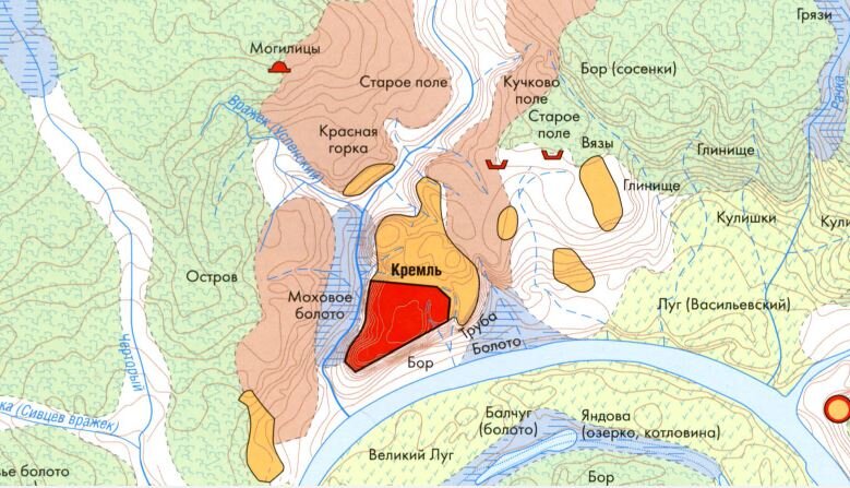 Москва и окрестности в XII - XIIII веках. Фрагмент карты с сайта: https://retromap.ru