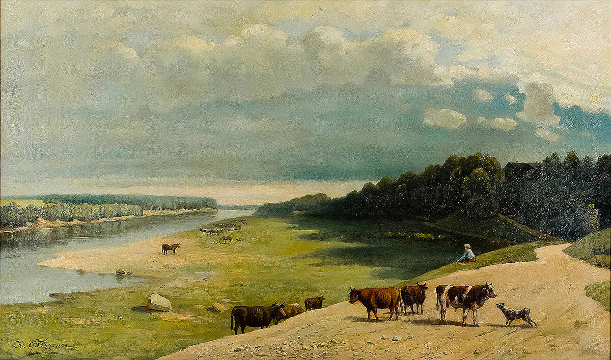 "Коровы в поле", Ю.И. Феддерс. Частное собрание.