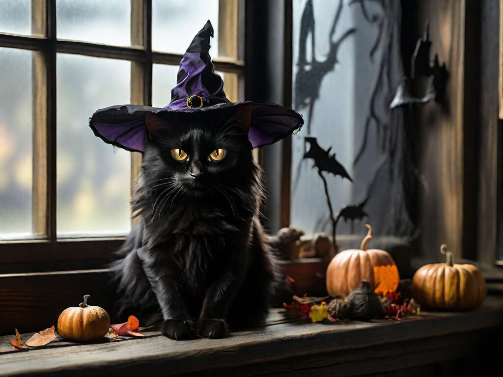 Черная кошка и хелуин