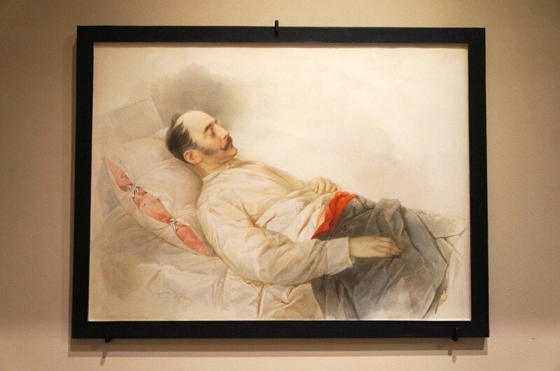 В.И.Гау "Император Николай I на смертном одре" 1855 г. Акварель находилась в спальне Александры Федоровны в "Коттедже". 
