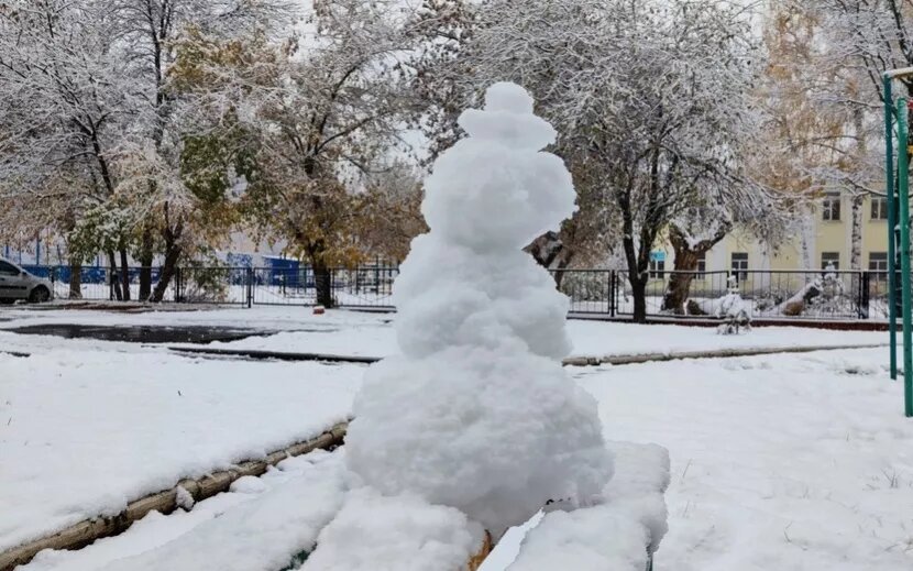    Первые снеговики появились в Ижевске. Фото: Полина Андрианова