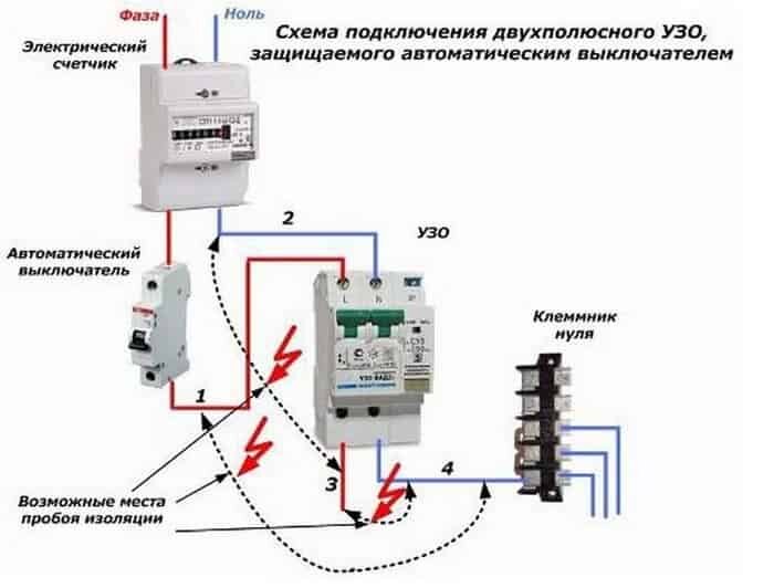 Подключение дифавтомата в однофазной сети: схемы с заземление и без, рекомендации специалистов