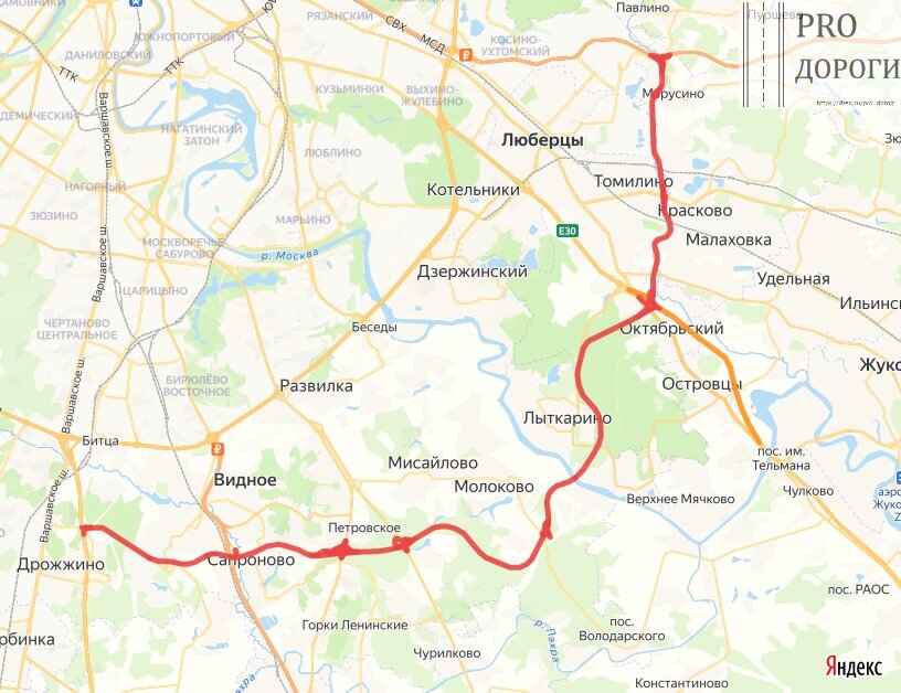 Южнолыткаринскся автодорога схема расположения