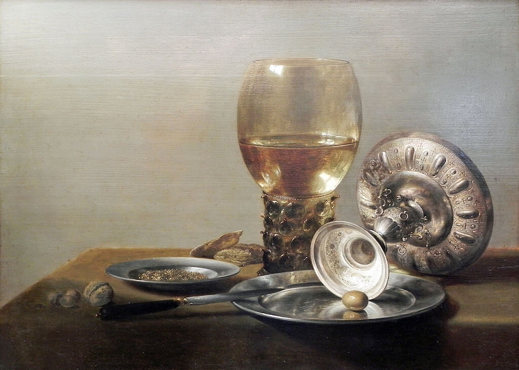Питер Клас. Натюрморт с рёмером и серебряной таццей.  Ок. 1635г. https://ru.wikipedia.org