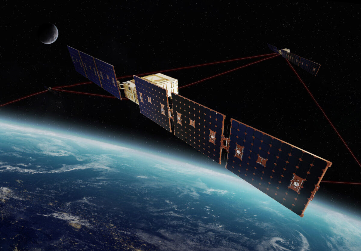 Художественный рендеринг спутника Lockheed Martin Transport Layer Tranche 2 Beta.    
 Источник: Terran Orbital  📷
