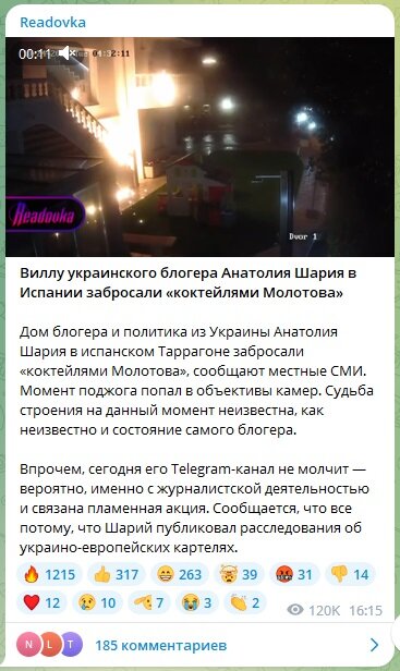 ФОТО: СКРИНШОТ HTTPS://T.ME/READOVKANEWS