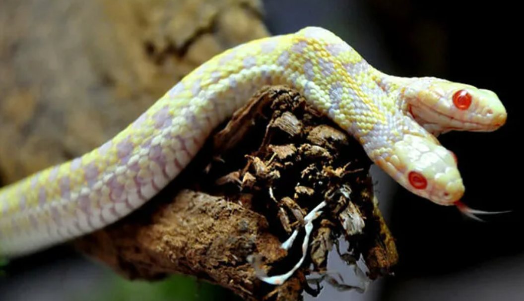 Двуглавая змея. Королевская змея Калифорнийская Albino. Королевская Кобра альбинос. Двухголовая змея альбинос. Двухголовая Гондурасская молочная змея.