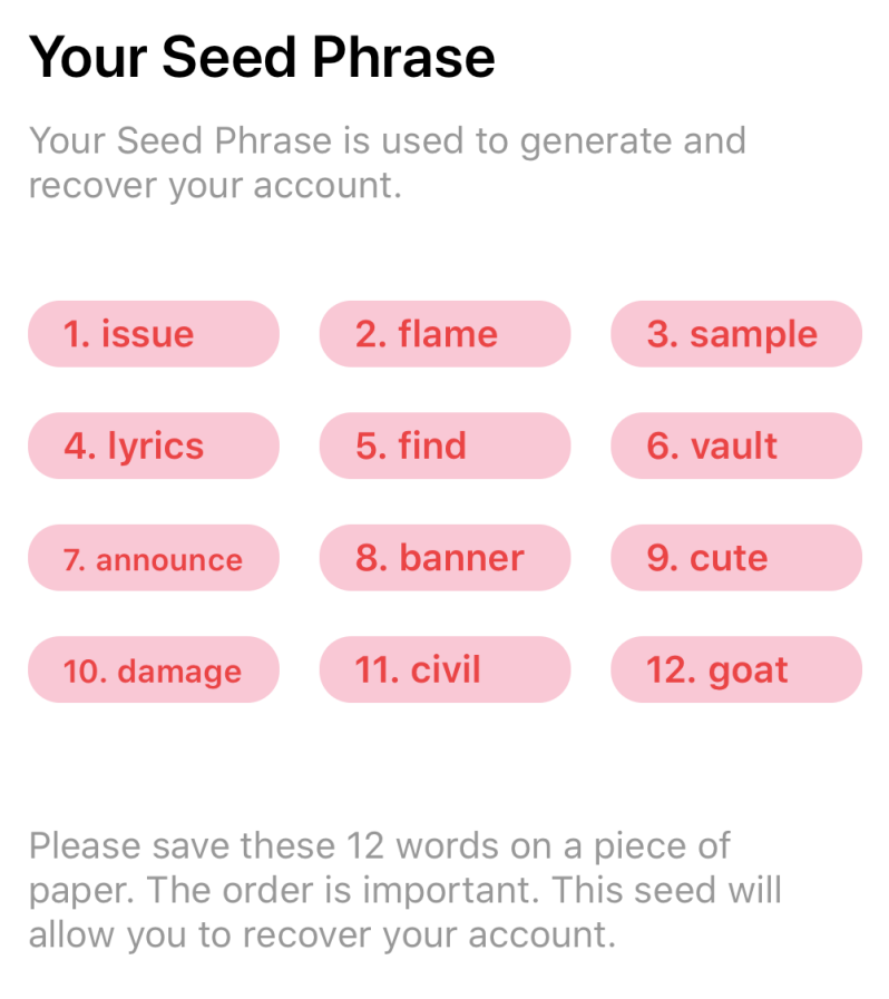 Пример seed фразы