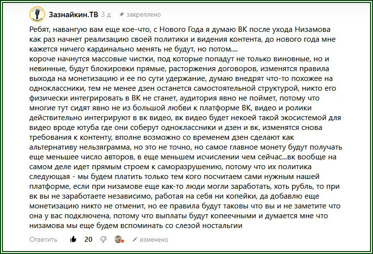 Мнения о будущем Дзена  📷
