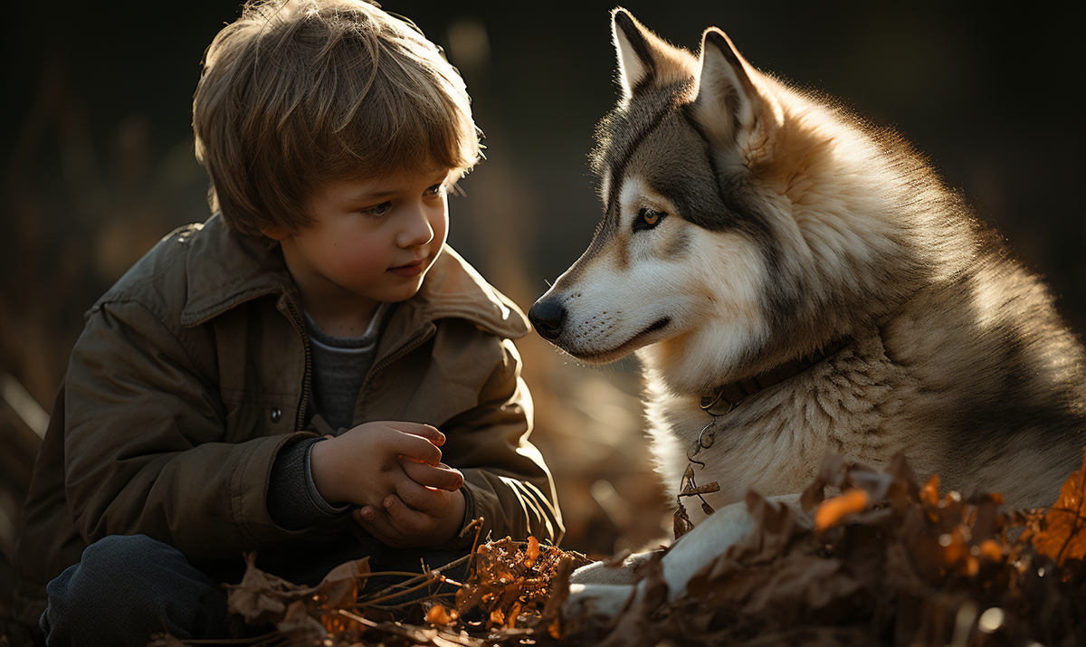 Мальчик и хаски