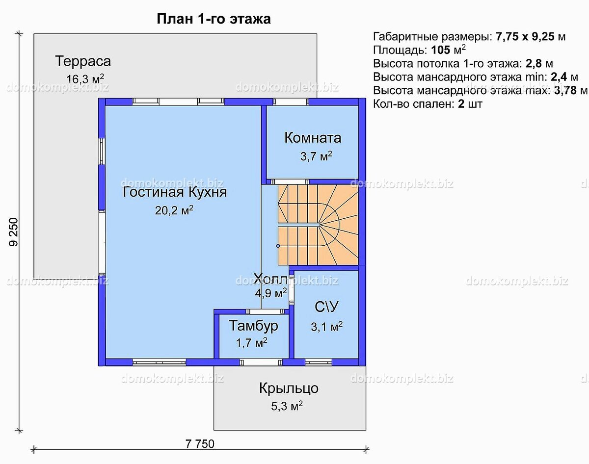 План 1 этажа проекта "Тихая гавань" с канала "Завод Домов 77"