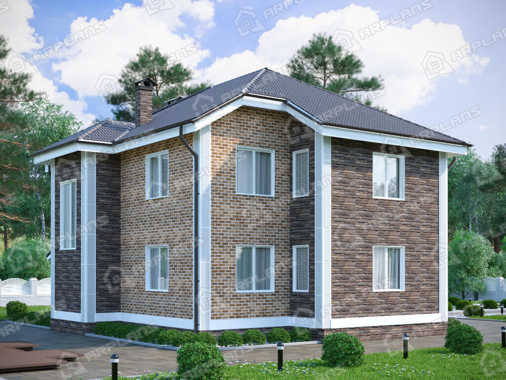 Фото двухэтажного дома из кирпича. Источник arplans.ru Проект К-027