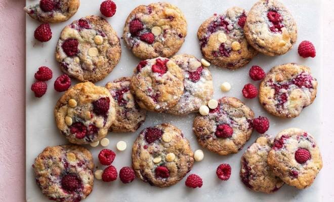 Лимонное печенье с малиной 