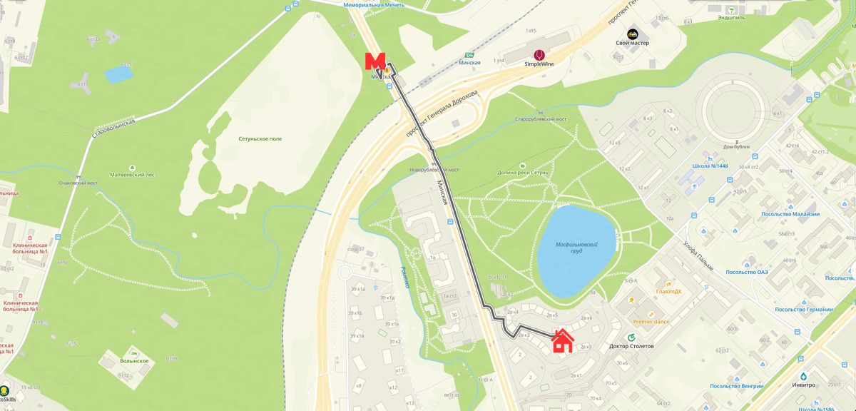 Ближайшее метро на карте рядом с ЖК «Снегири ЭКО»