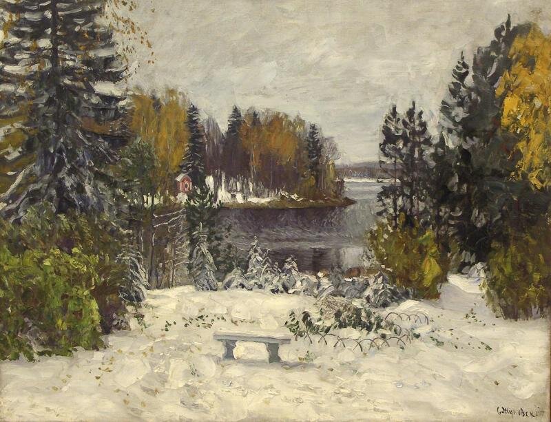 С. Ю. Жуковский. Выпал снег (Первый снег). 1910-е. Вологодская областная картинная галерея. Источник: https://goskatalog.ru/portal/#/collections?id=12003310
