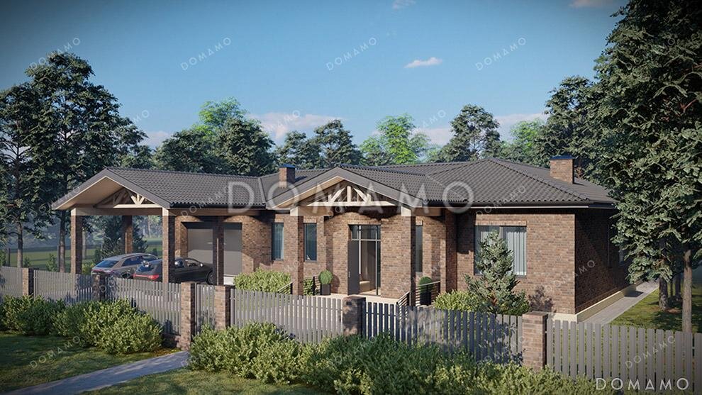 Проект D5709 — одноэтажный дом с тремя спальнями и гаражом