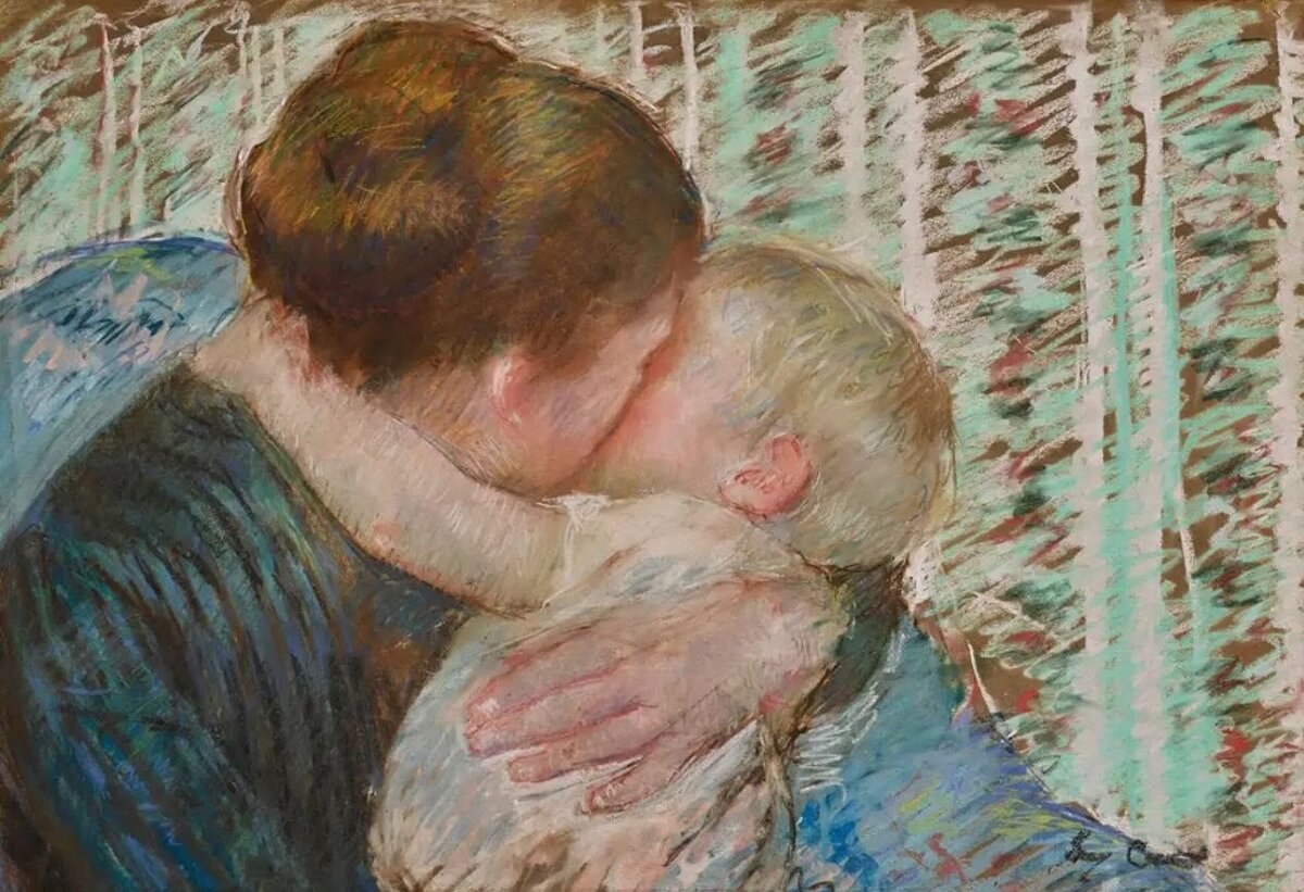 Мэри Кассат. Объятие на ночь. 1880 г.