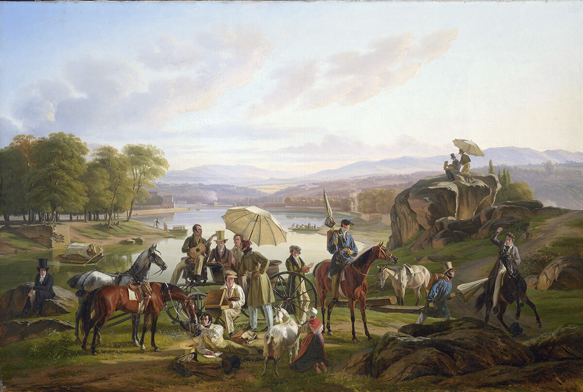Антуан-Жан Дюкло «Привал художников на берегу Соны», 1824 г.