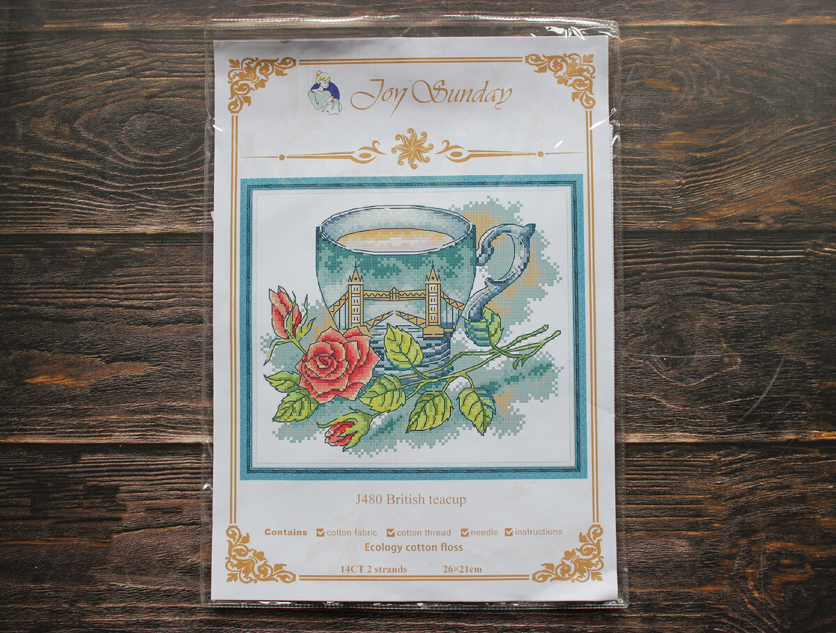 Китайский набор для вышивания крестом от "Joy Sunday" - "British teacup", артикул: J480